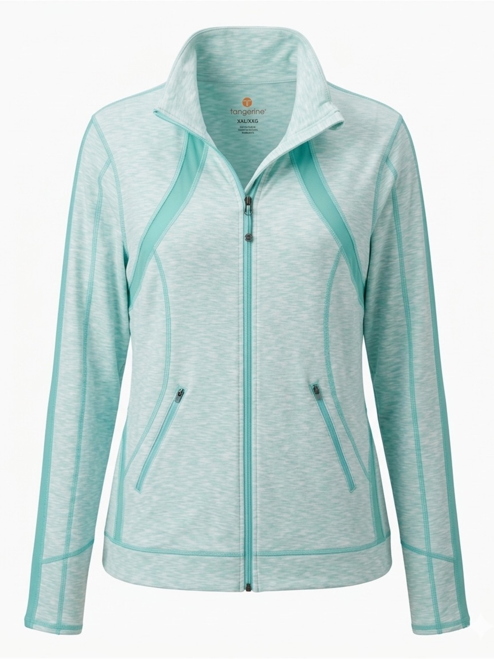 Tangerine Women's Aqua Zip-Front Active Jacket W/Mesh Trim Sz 2X NWT